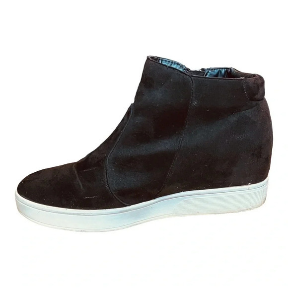 SERRA FAUX SUEDE ZIP UP ANKLE BOOTS PLATFORM BLACK‎ COMFORTABLE SIZE 10 - Picture 1 of 9